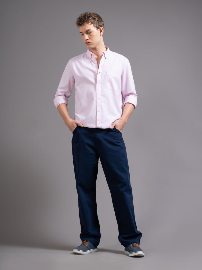 Men Pink Striped Shirt