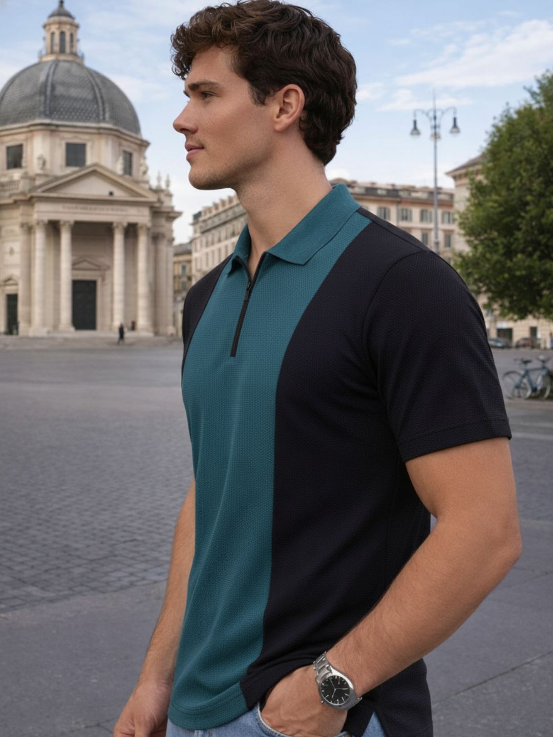 Men Cotton Polo Collar T-Shirt