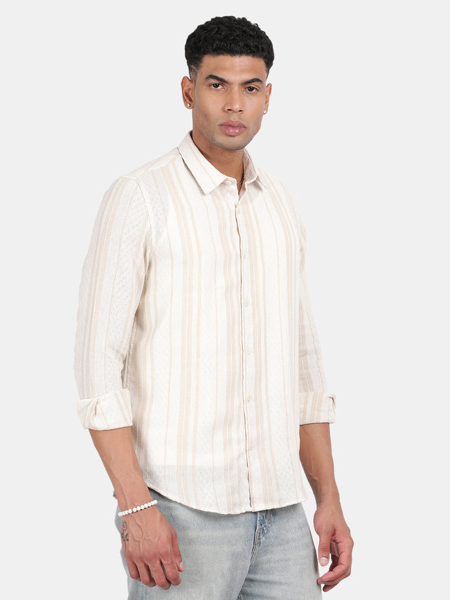 Men Light pink Slim Fit Spread Collar Full Sleeve Casual Shirt