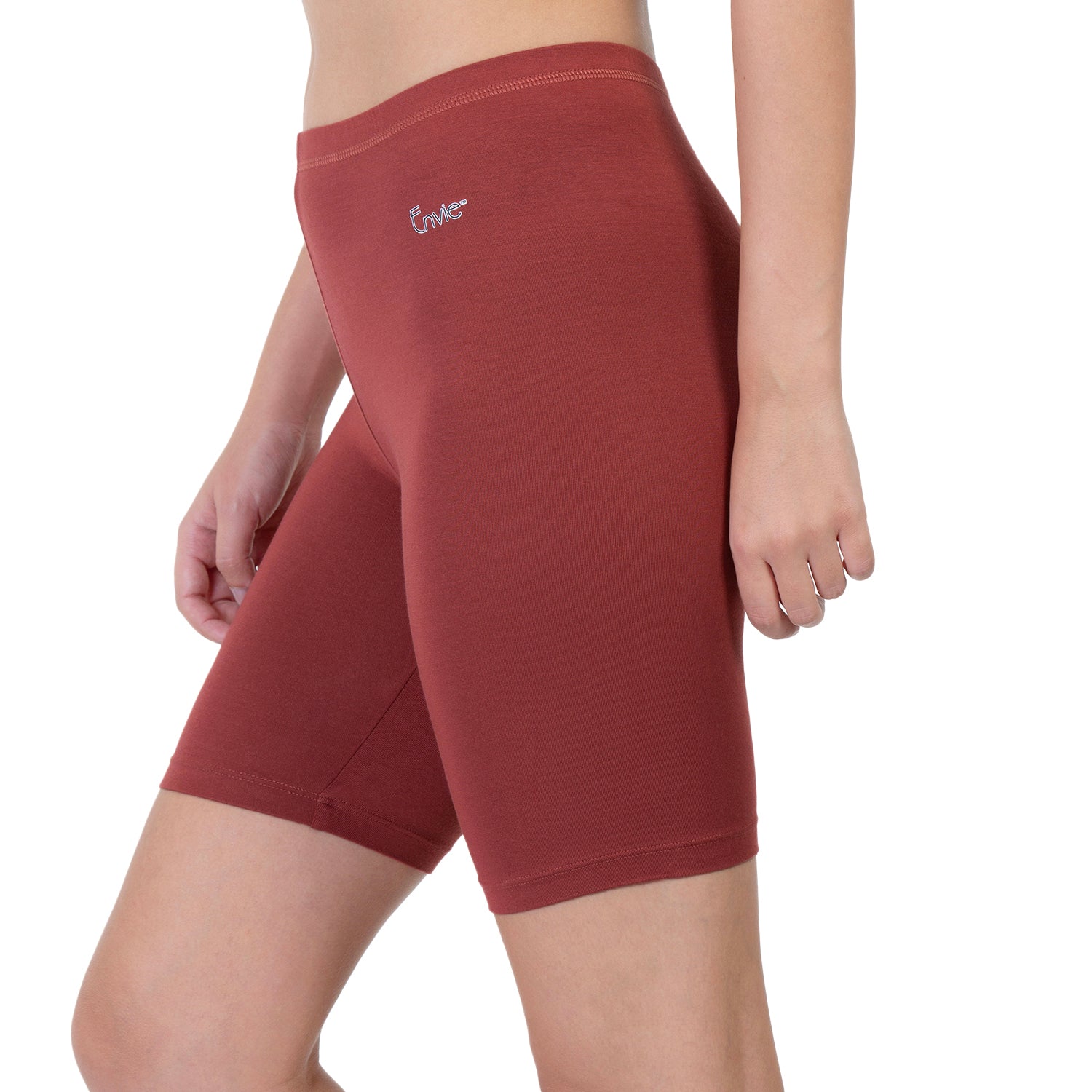 Women Maroon Thigh Length Cycling Shorts