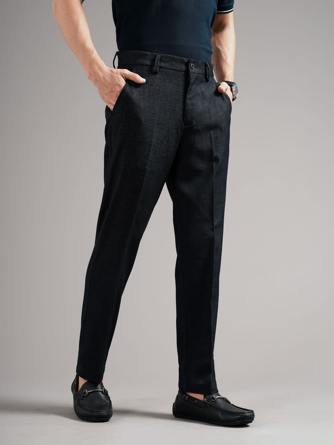 Men Navy Straight Fit Trousers
