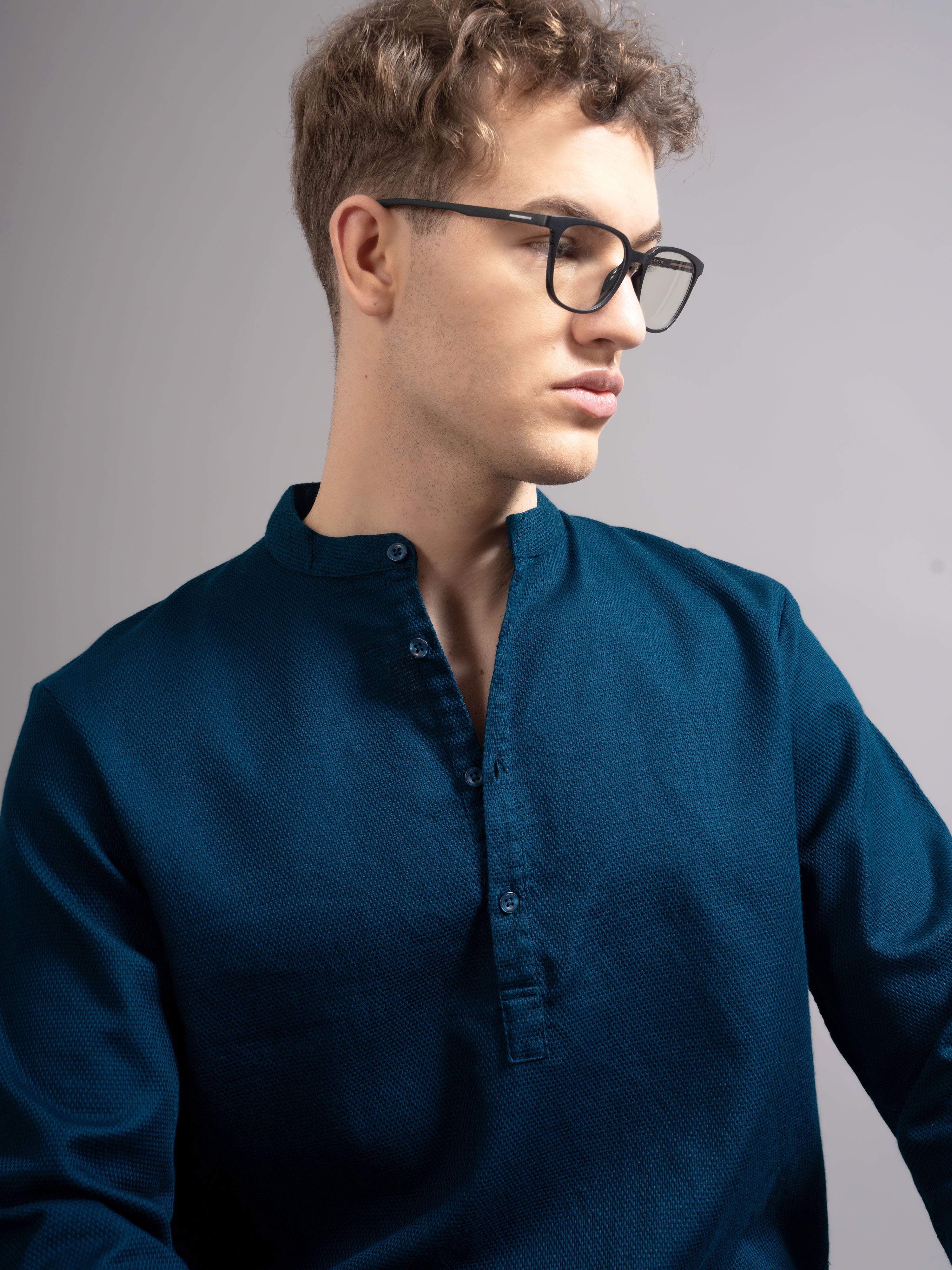 Men Teal Kurta Shirt