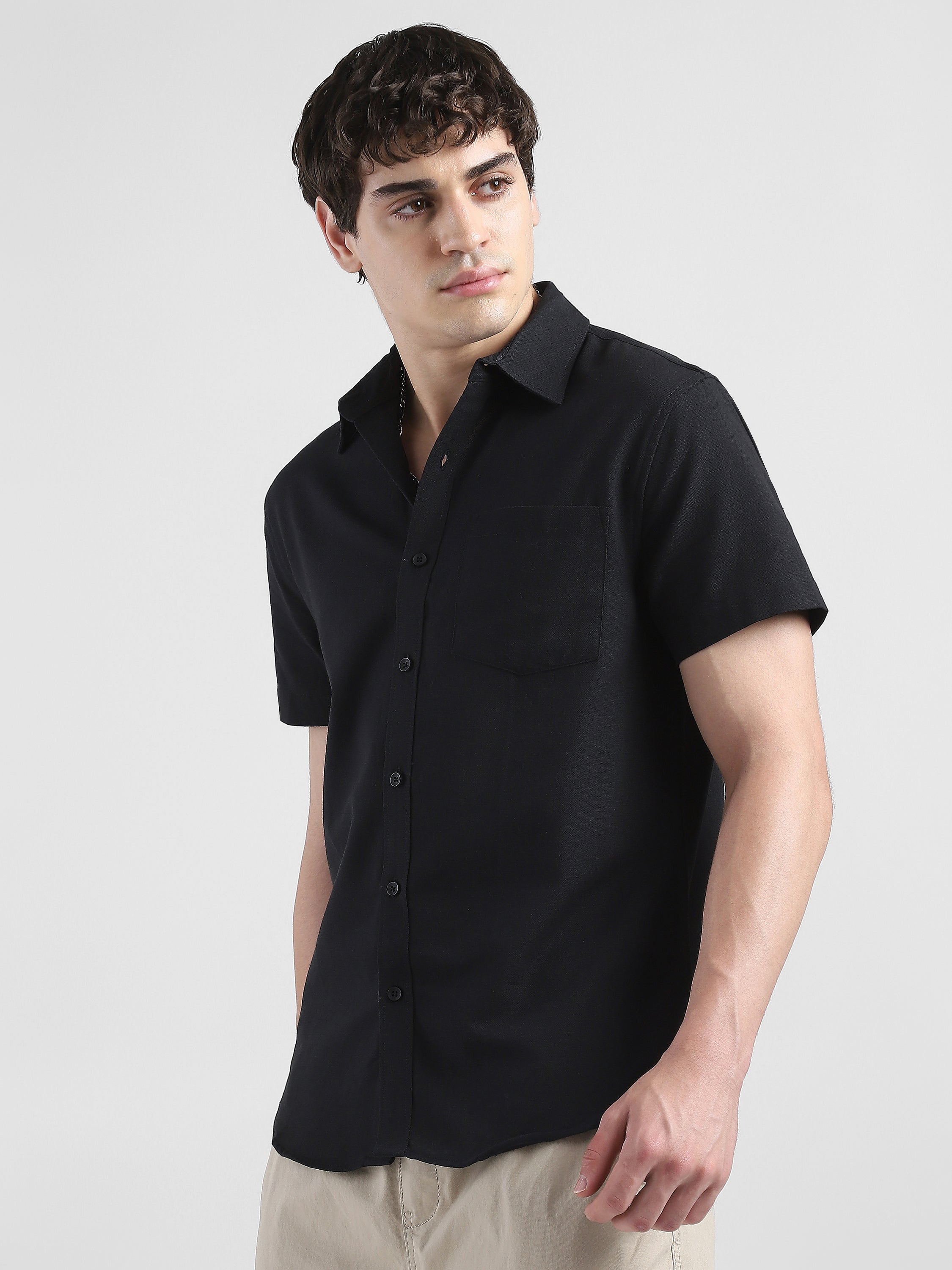 Men Black Regular Fit Shirt