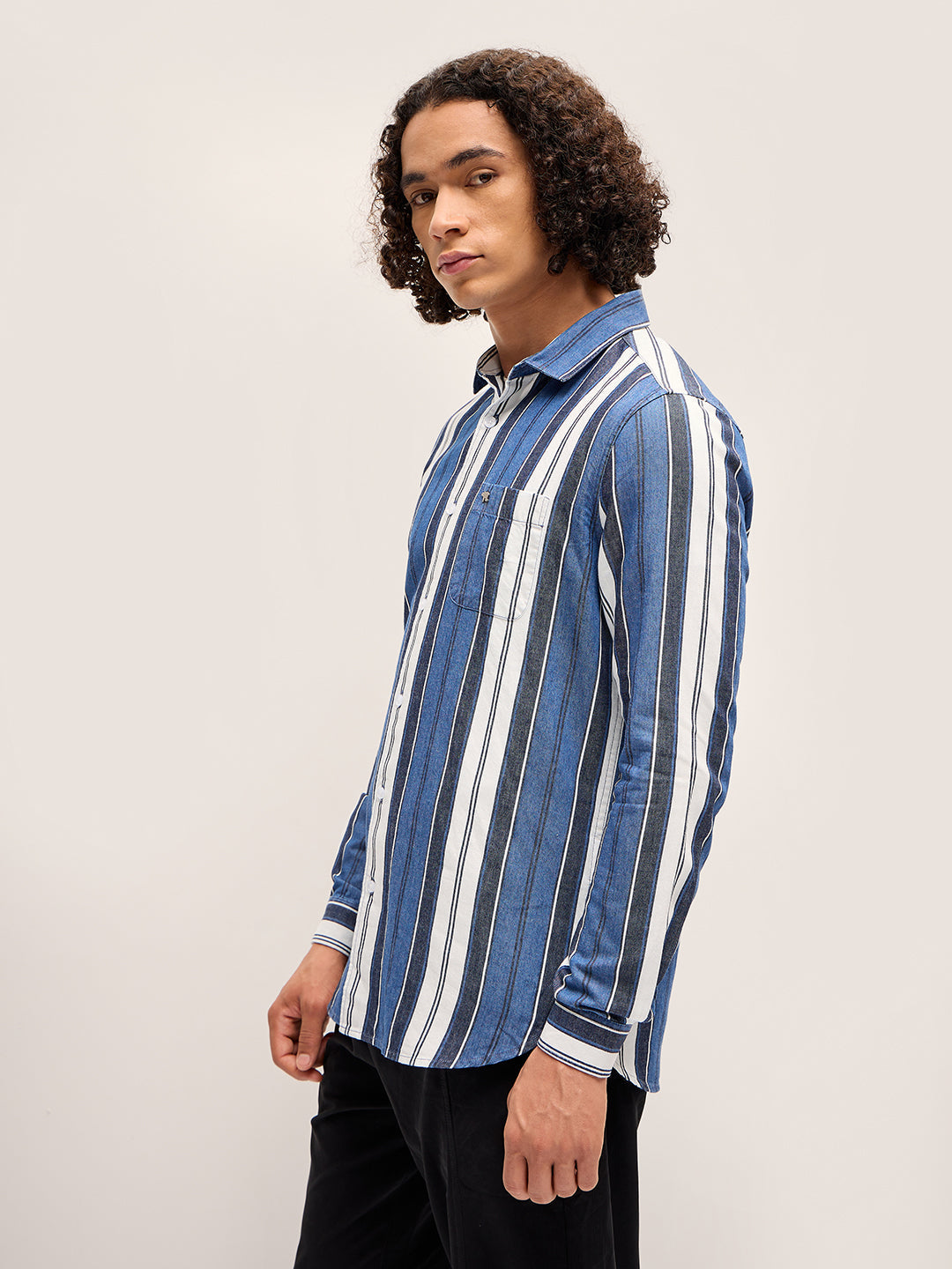 Men Multi-Color Stripe Slim Fit Casual Shirt