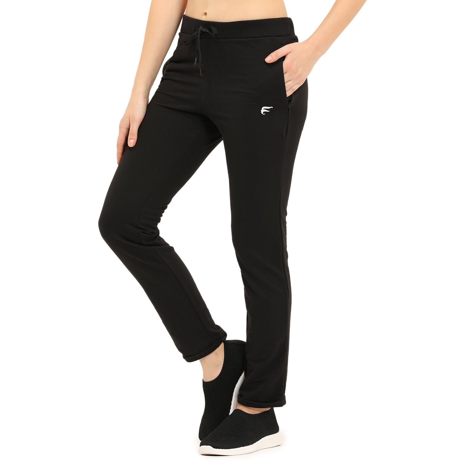 Women Black Ankle Length Track Pant