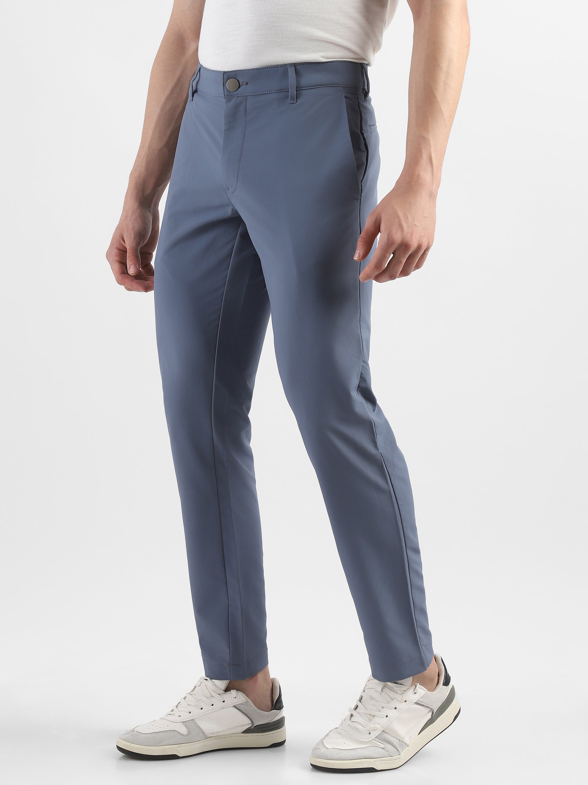 Men Blue Slim Fit Formal Trouser