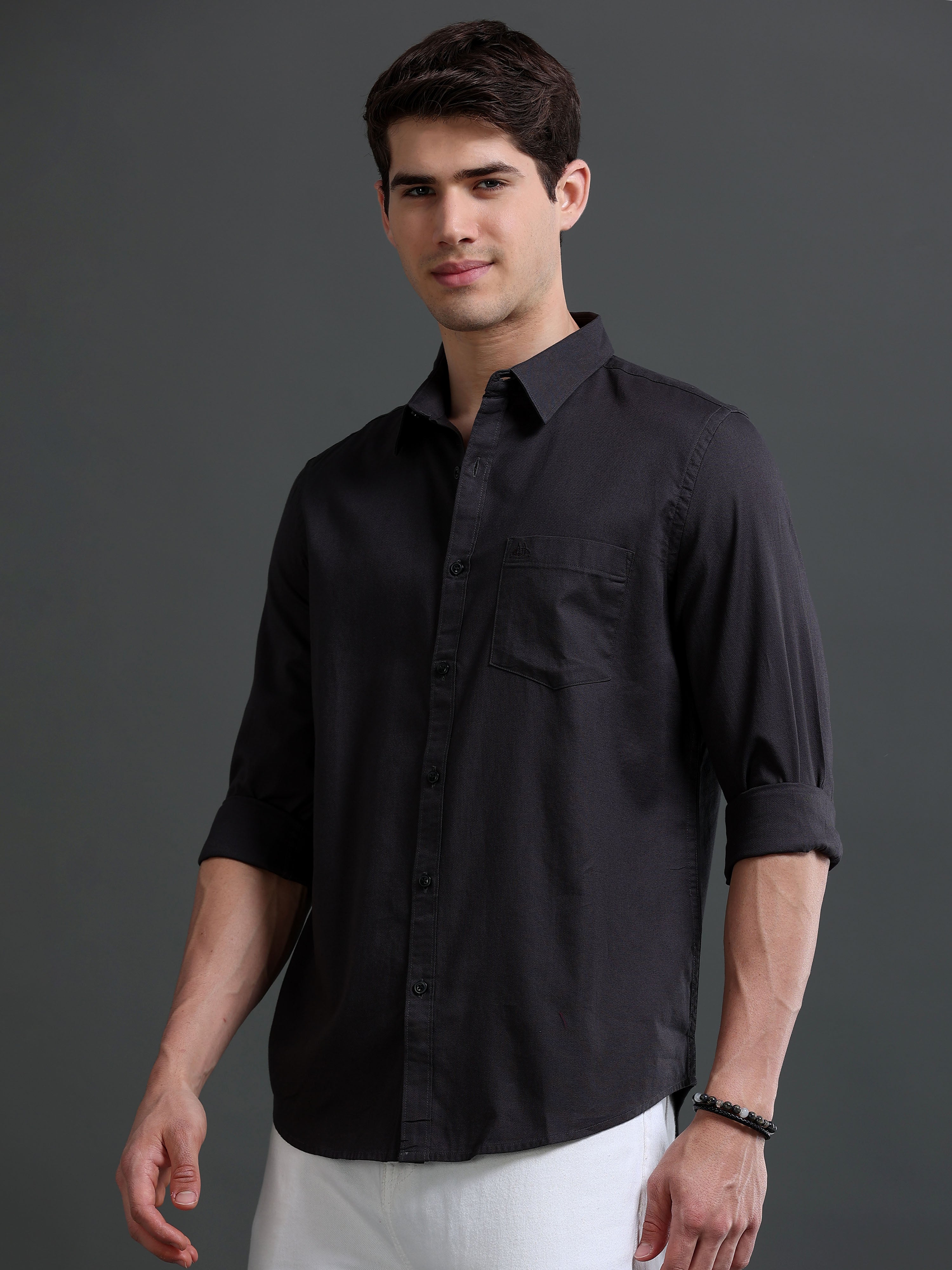 Men Grey Dobby Shirt