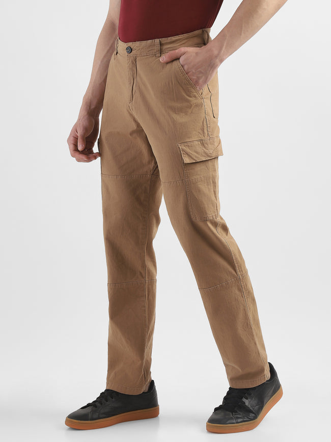 Men Khaki Comfort Cargo Pants with 6 Pockets