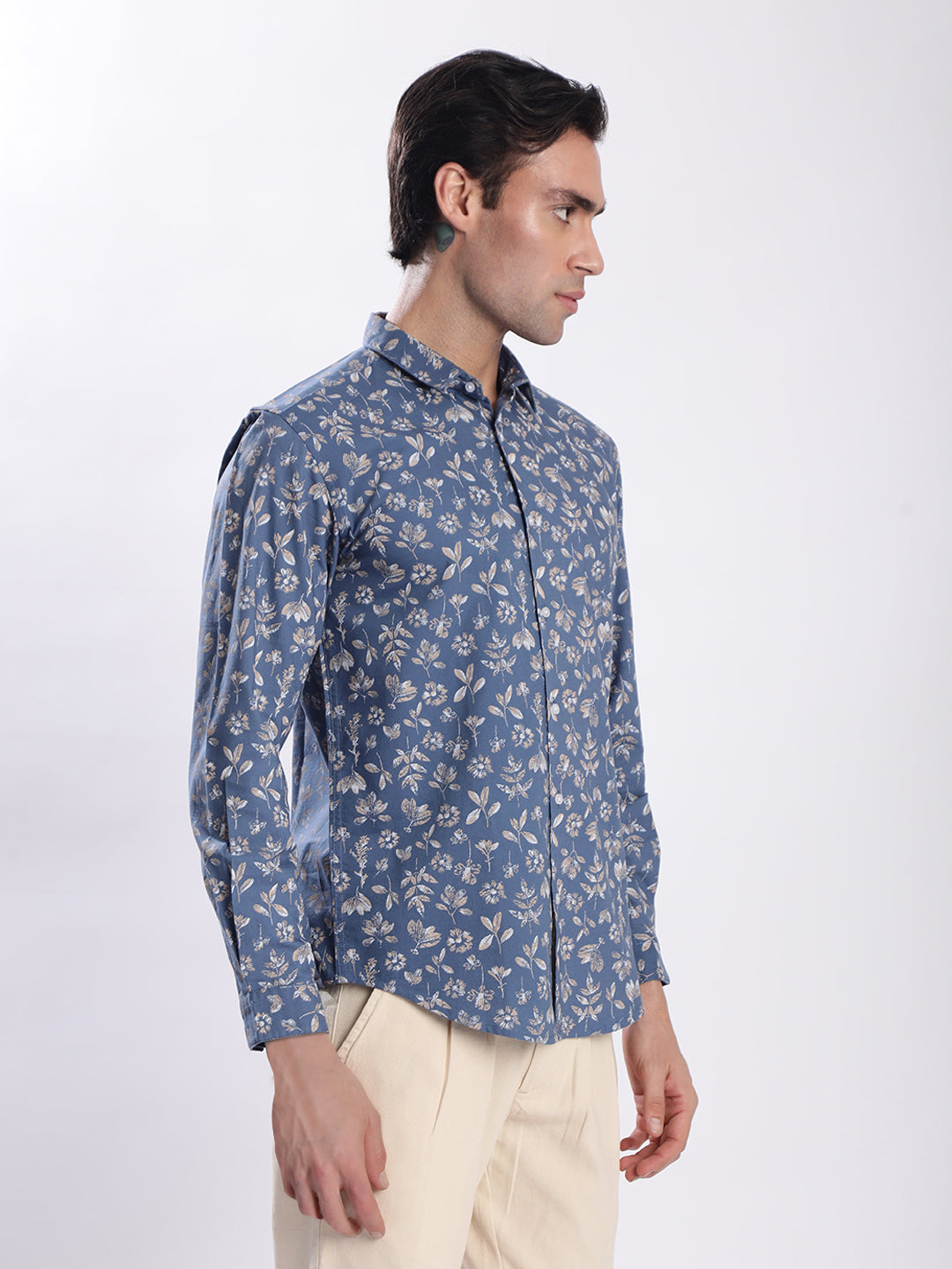 Men Blue Floral Printed Shirt