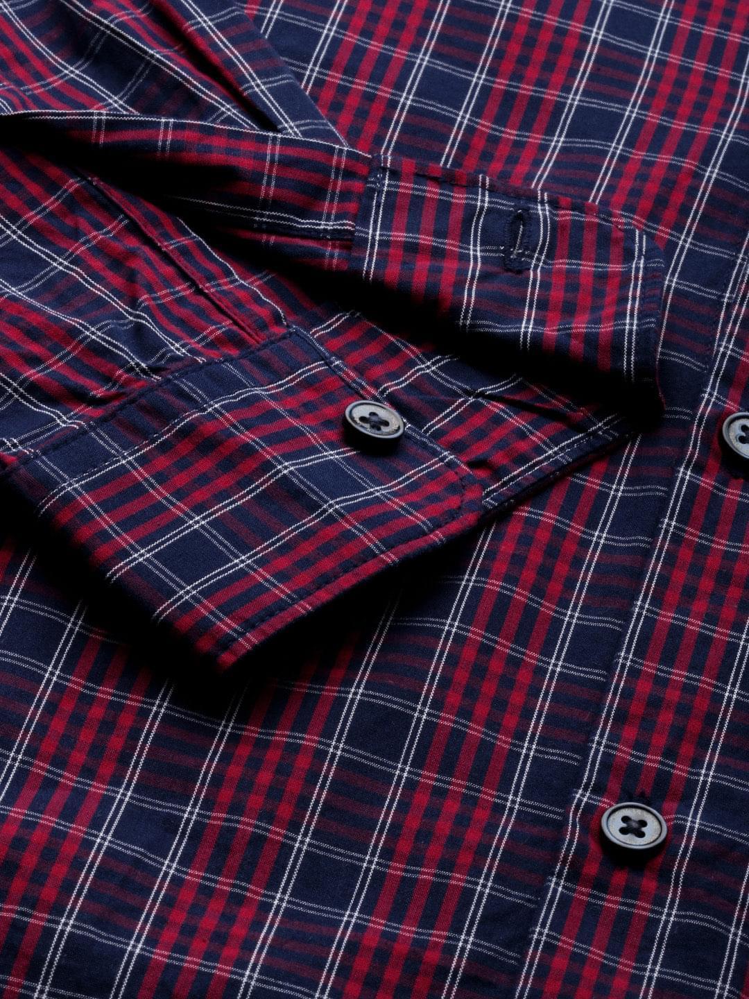 Men Aliston Slim Checks Button-Down Casual Shirt