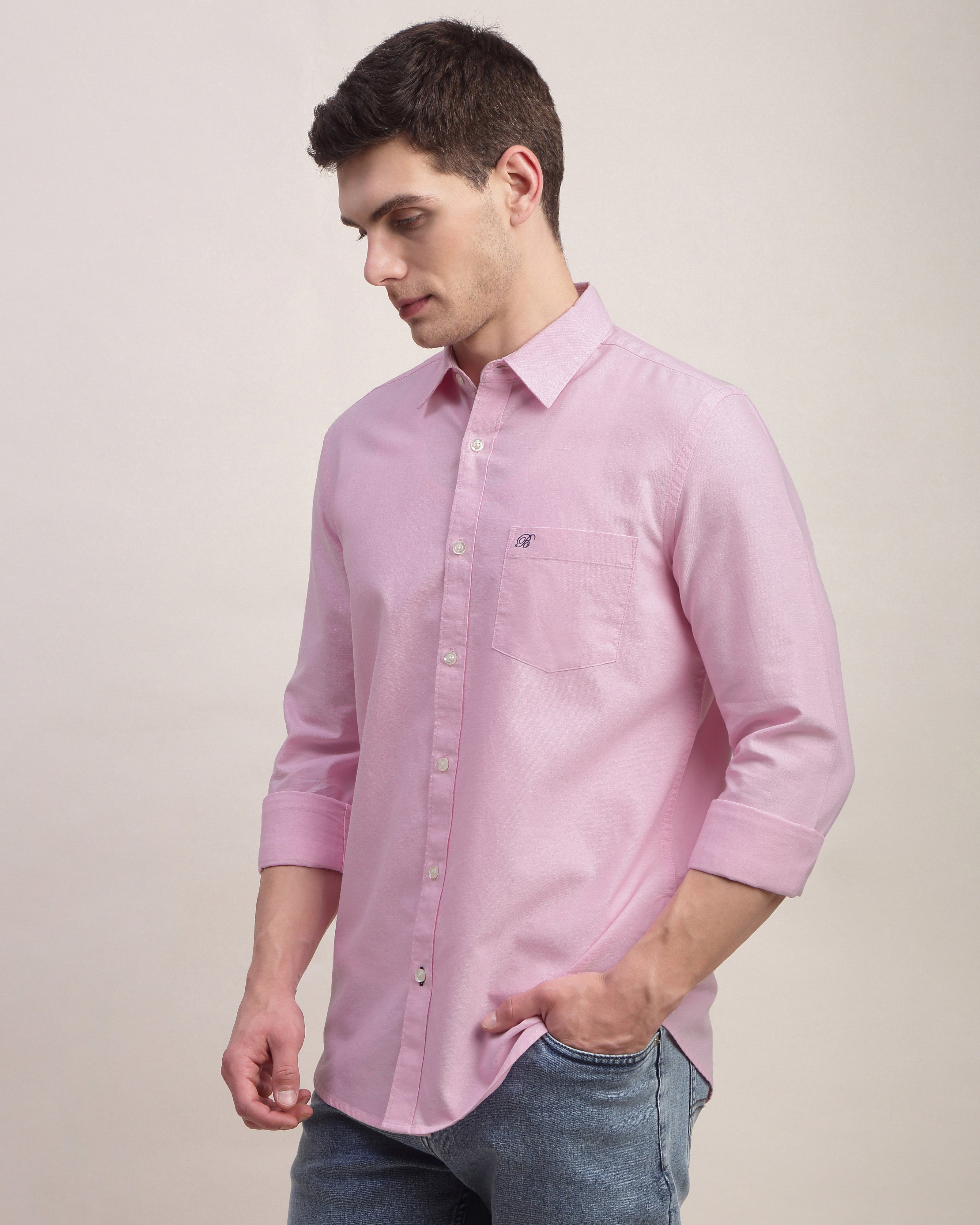 Men Pink Oxford Shirt