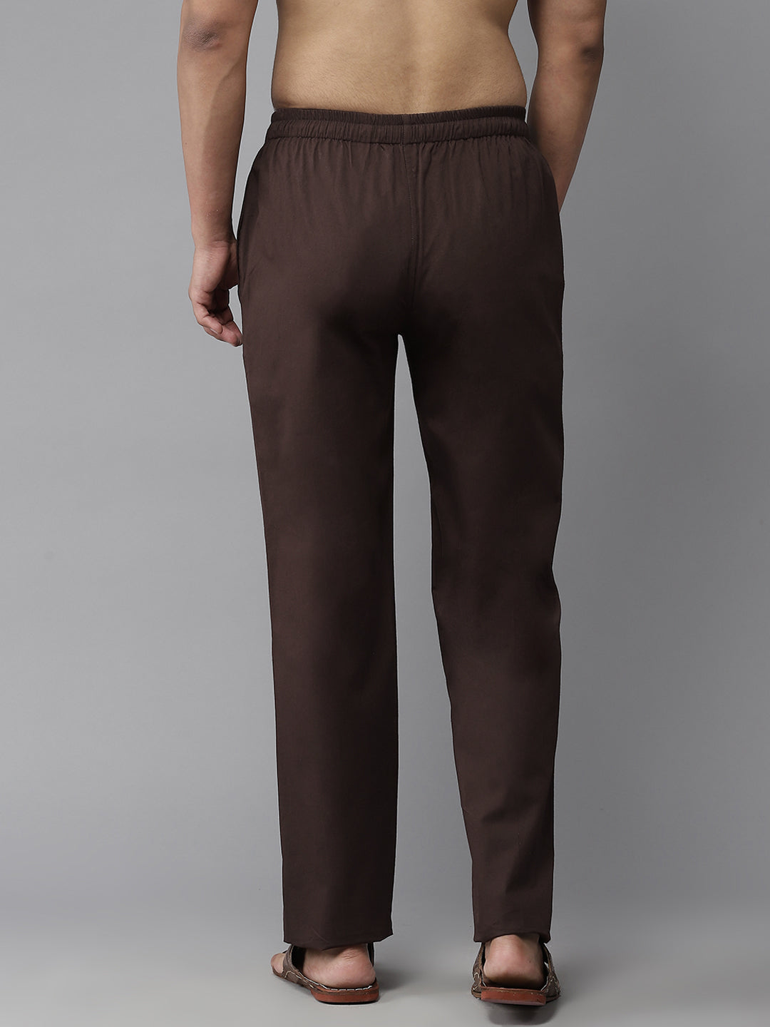 Men Brown Solid Pyjamas