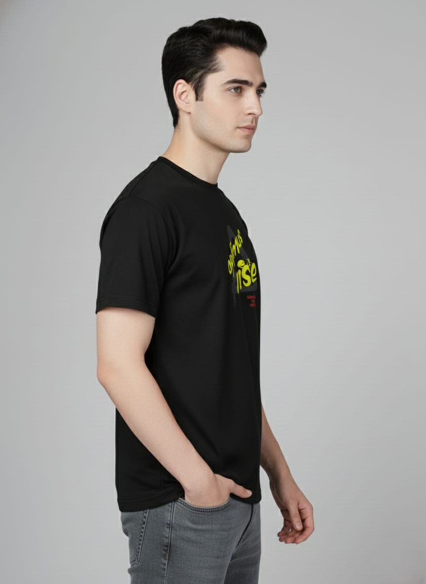 Men Cotton Black Printed Tshirt