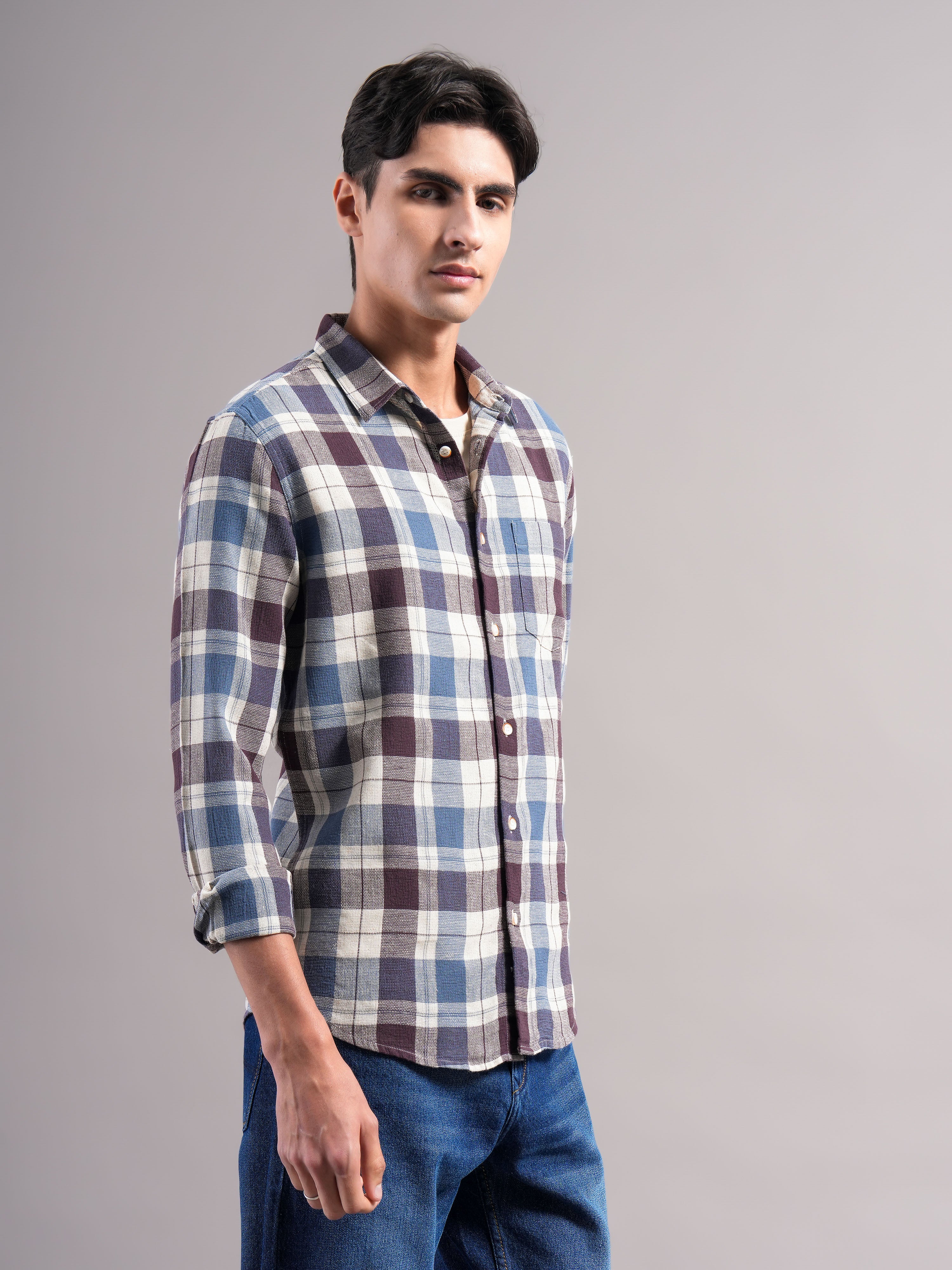 Men Cotton Checked Shirts