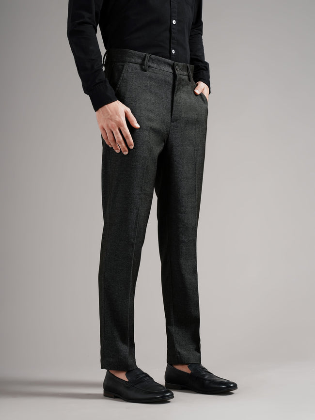 Men Olive Straight Fit Trousers
