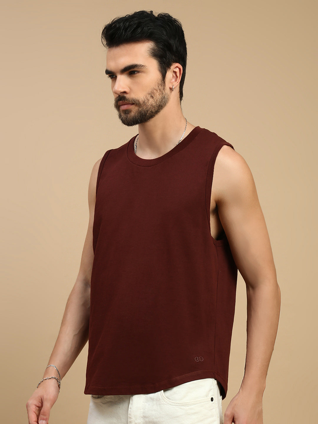 Men Brown Singlet Comfort T-Shirt