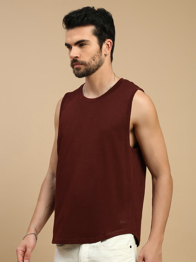 Men Brown Singlet Comfort T-Shirt