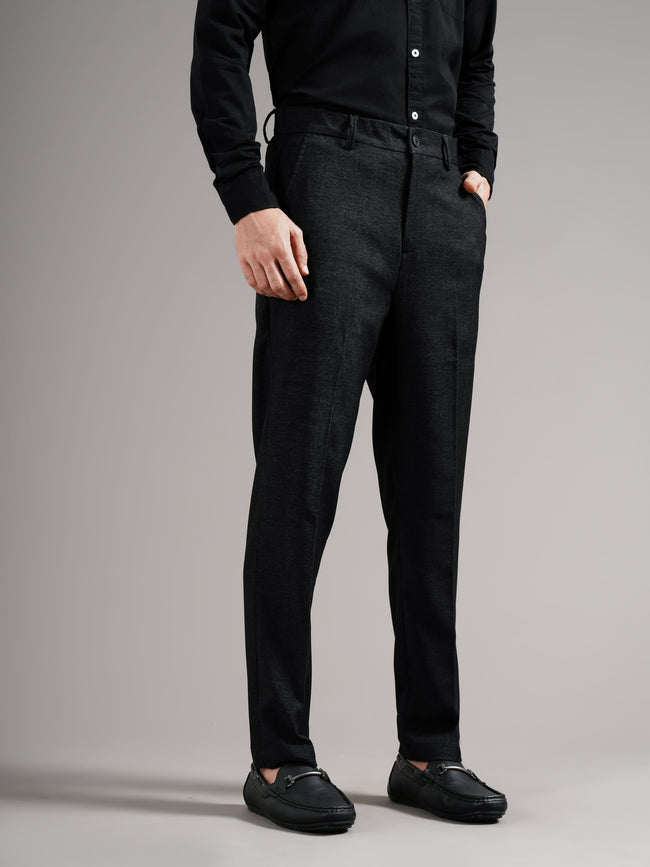 Men Black Straight Fit Trousers