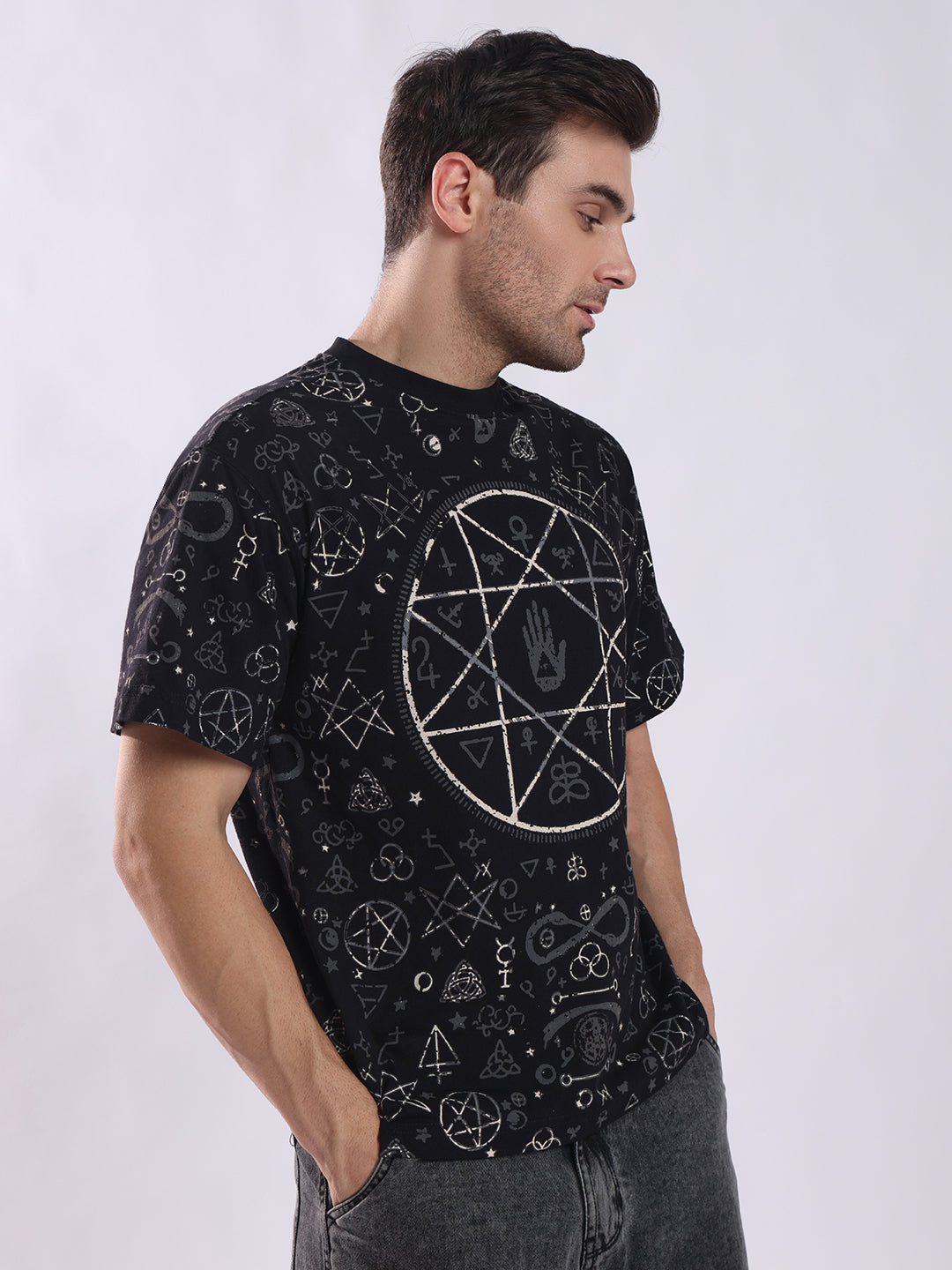 Men Black Cotton Oversized T-Shirt