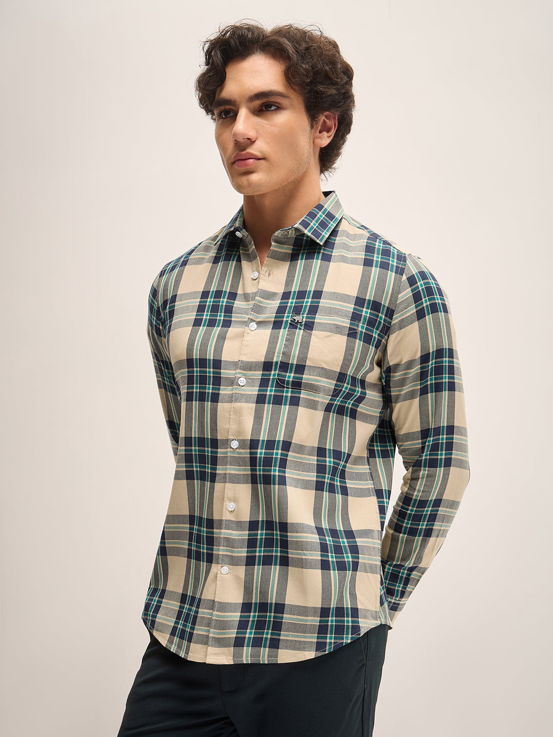 Men Multi-Color Checked Slim Fit Casual Shirt