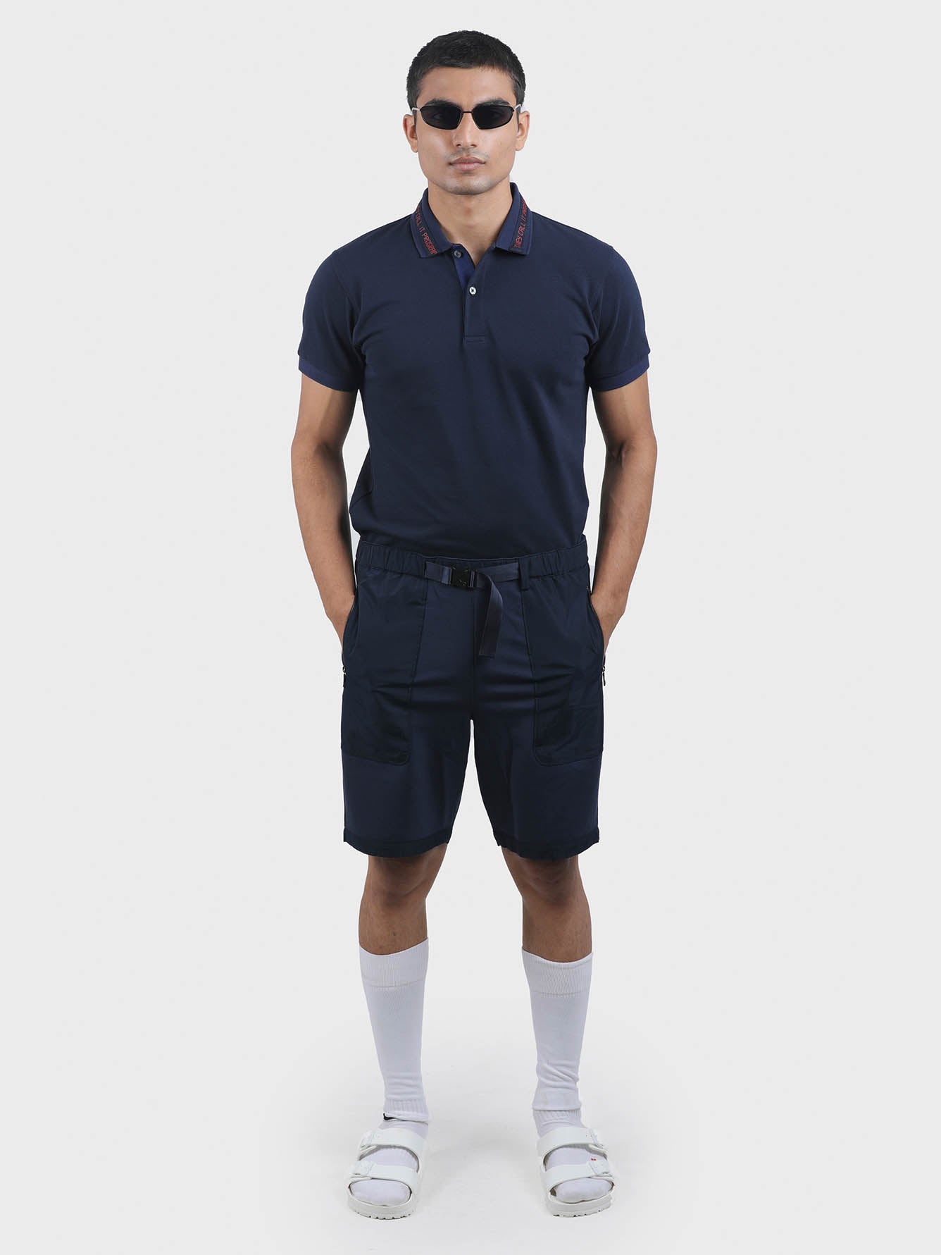 Men Gunmetal Buckle Shorts