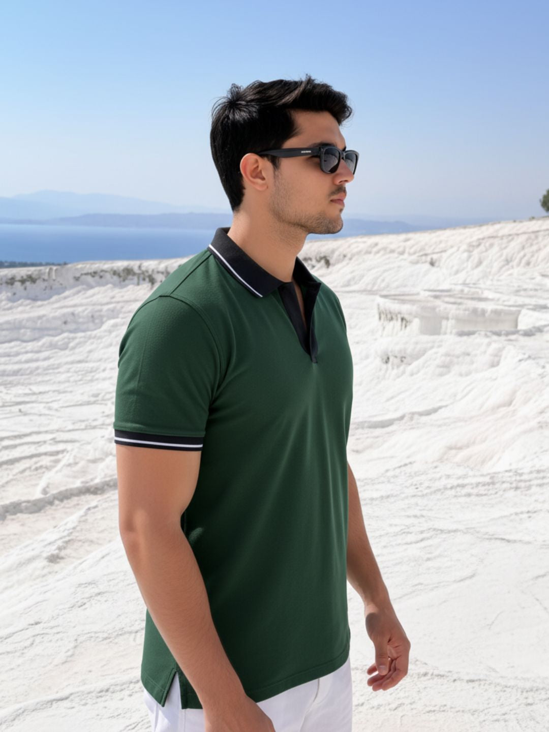 Men Cotton Polo Collar T-Shirt
