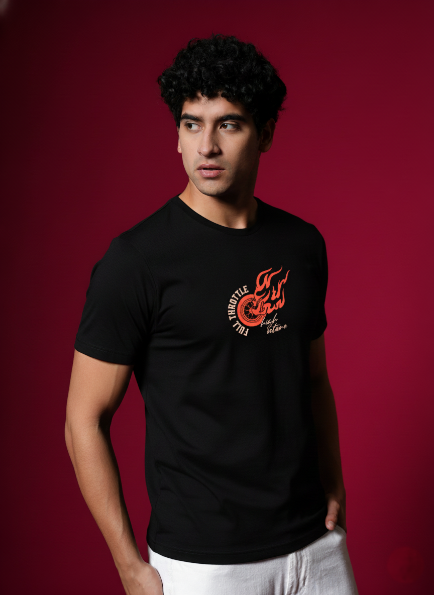 Men Round Neck Cotton T-Shirt