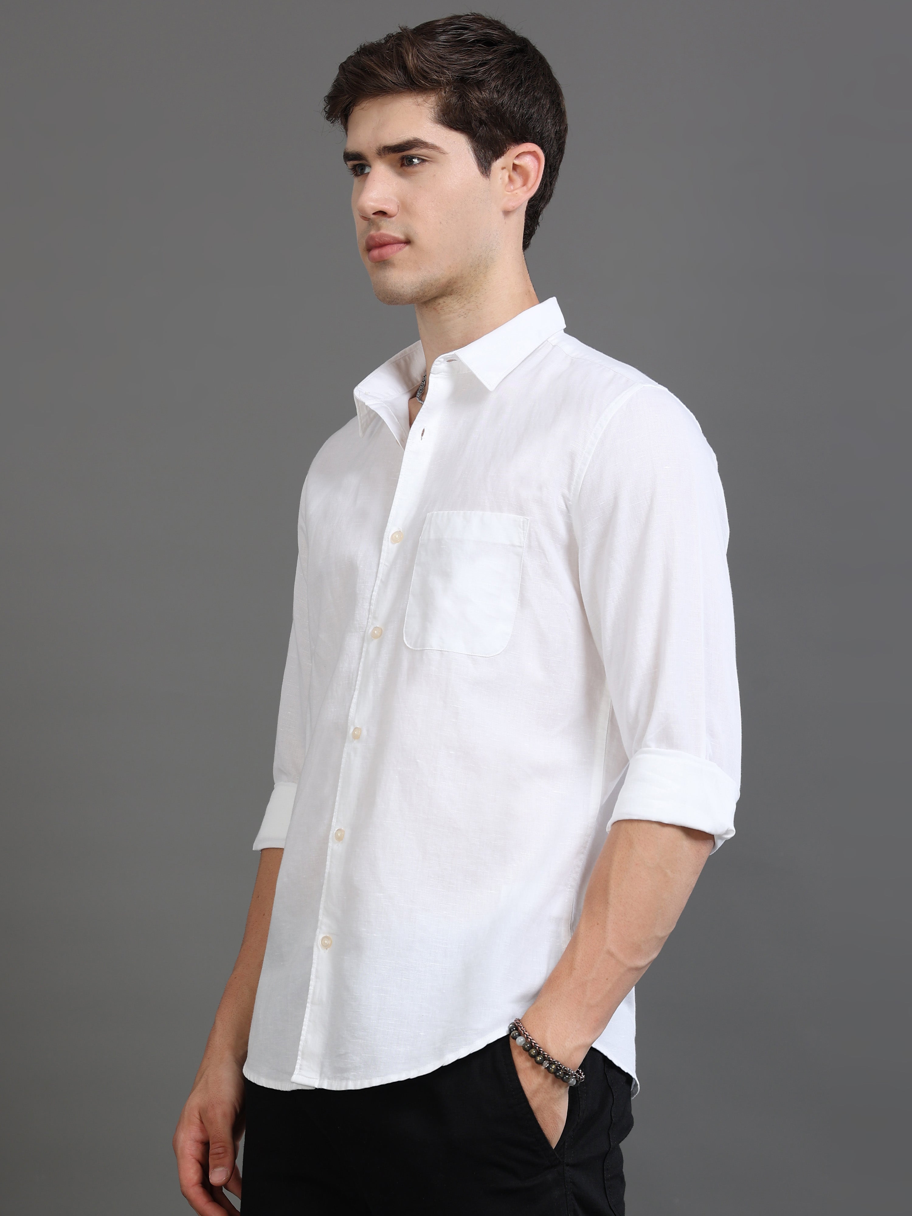 Men White Slim Fit Shirt