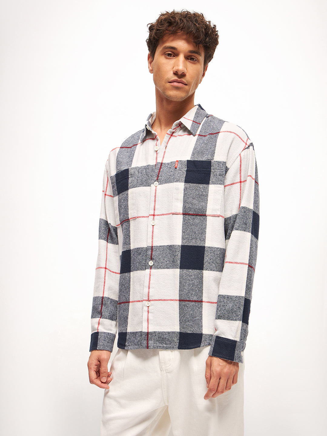 Men Multi-Color Checked Flannel Relax Fit Overshirt