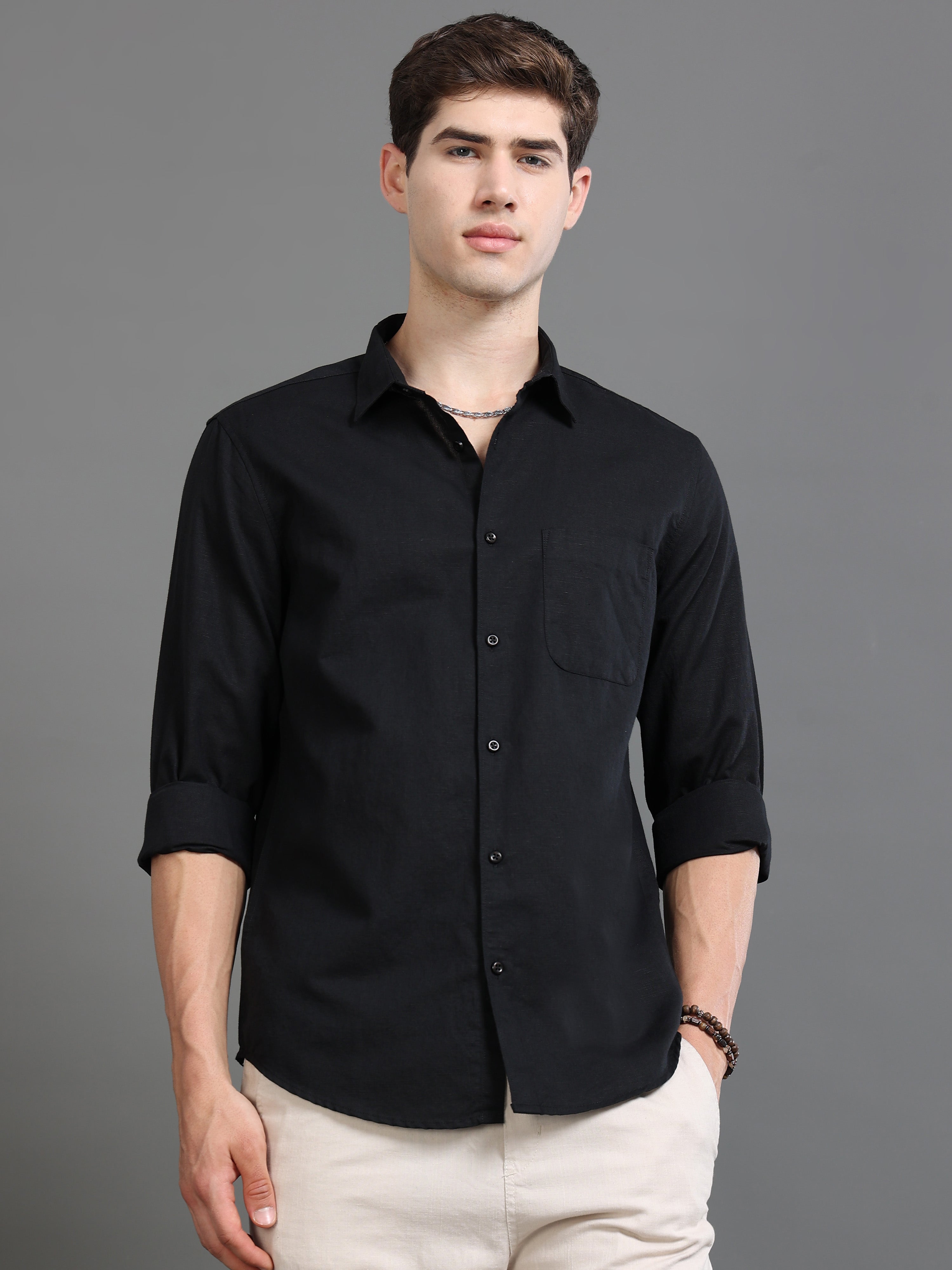 Men Black Slim Fit Shirt