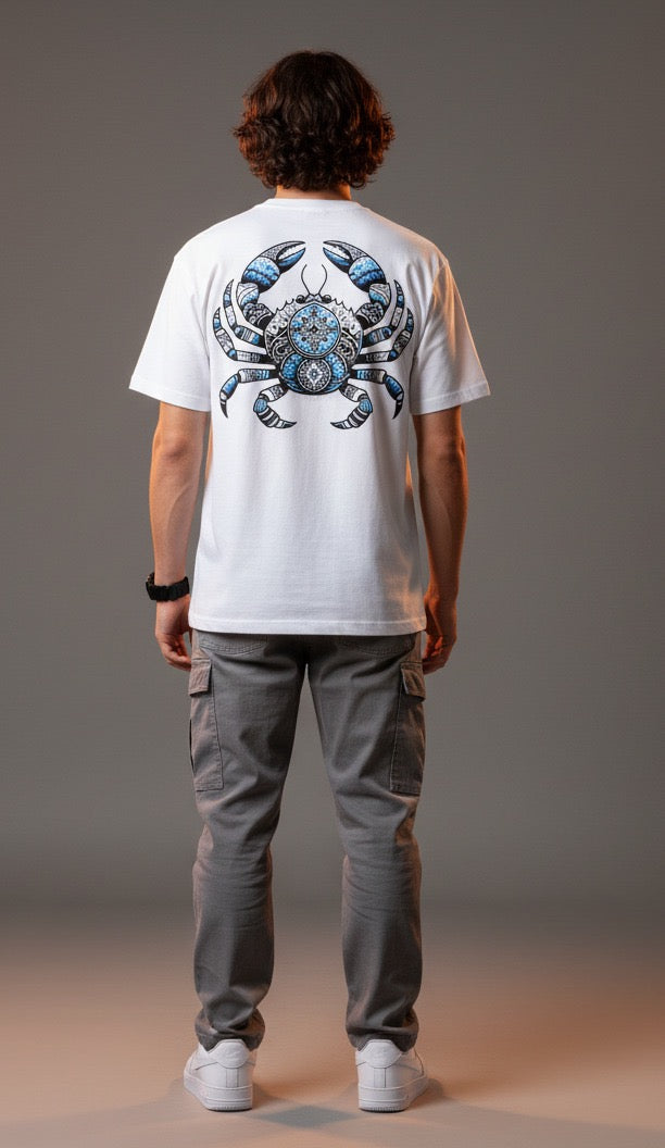 Men White Graphic Cotton Oversized T-Shirt