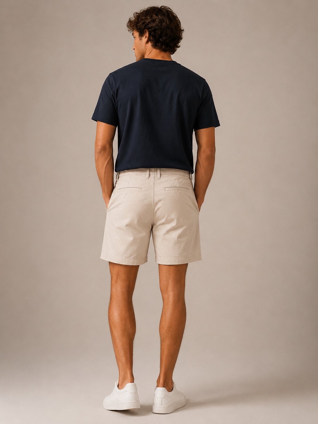Men Khaki Tailored Chino Shorts