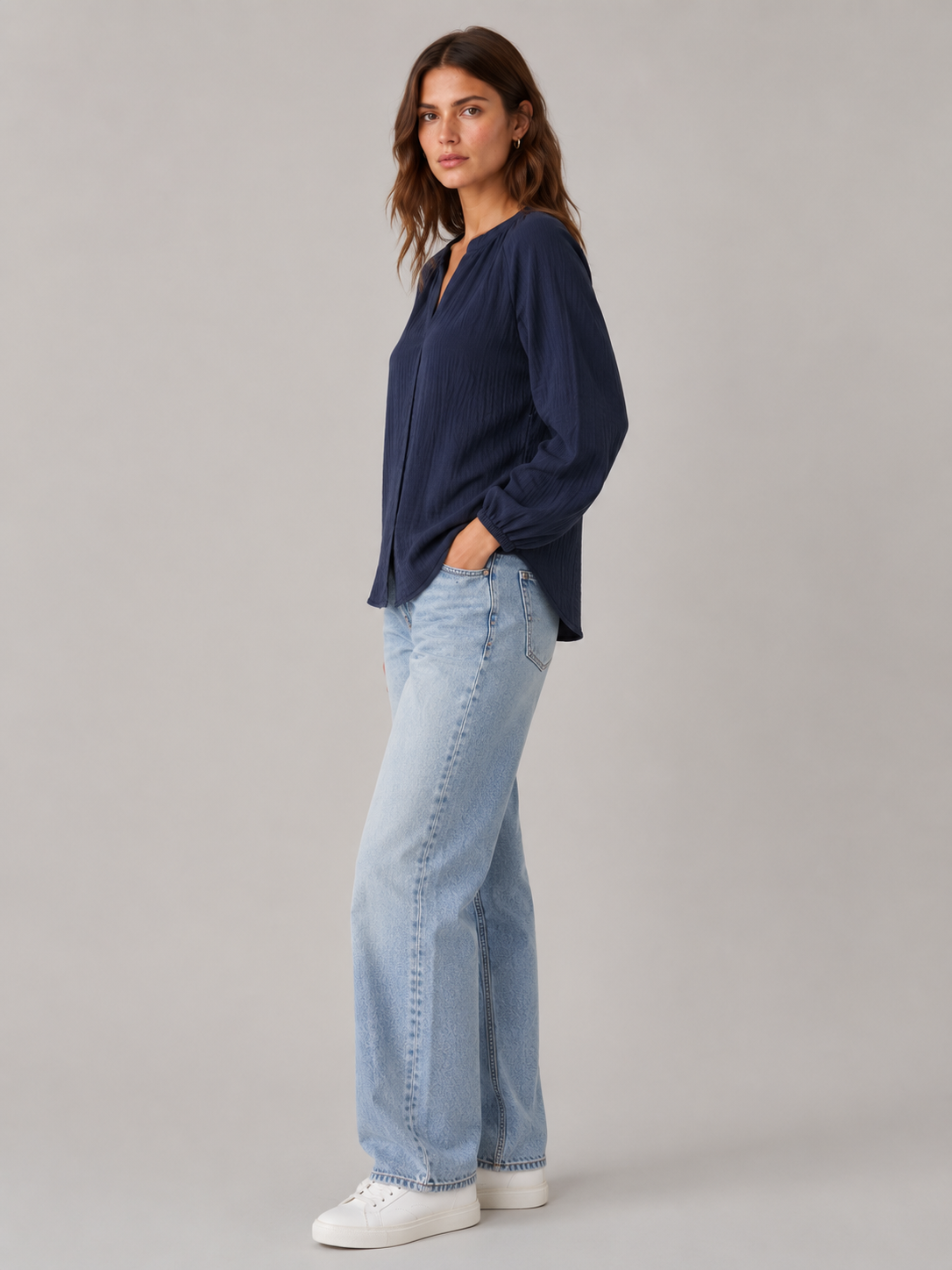 Women Black Balloon Sleeve Relaxed Shirt