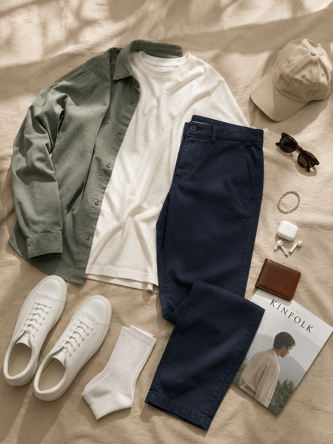 Men Navy Cotton Stretch Chino Trousers