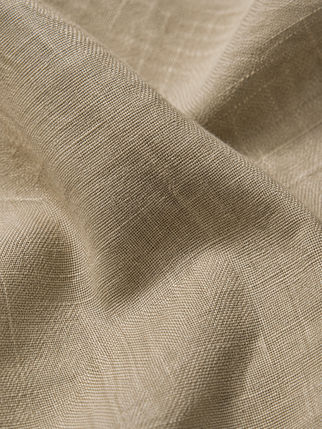 Men Khaki Linen Band Collar Shirt