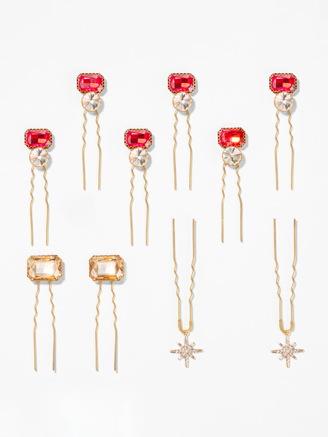 Multi Crystal Pins - Set of 6