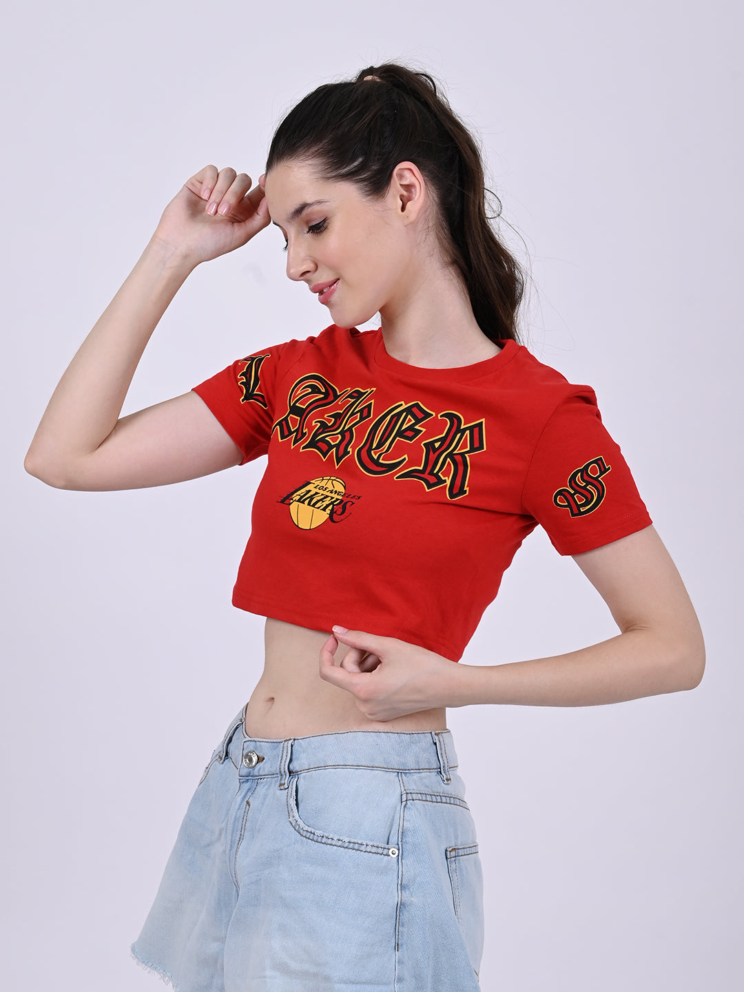 Women Red Crop T-Shirt