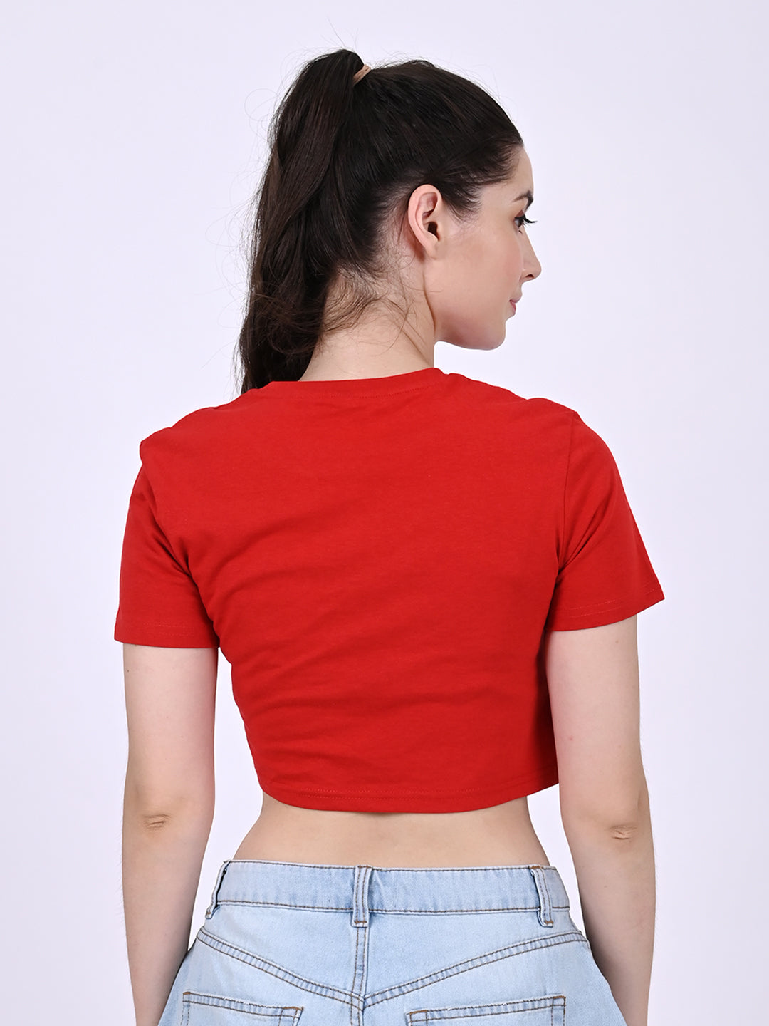 Women Red Crop T-Shirt