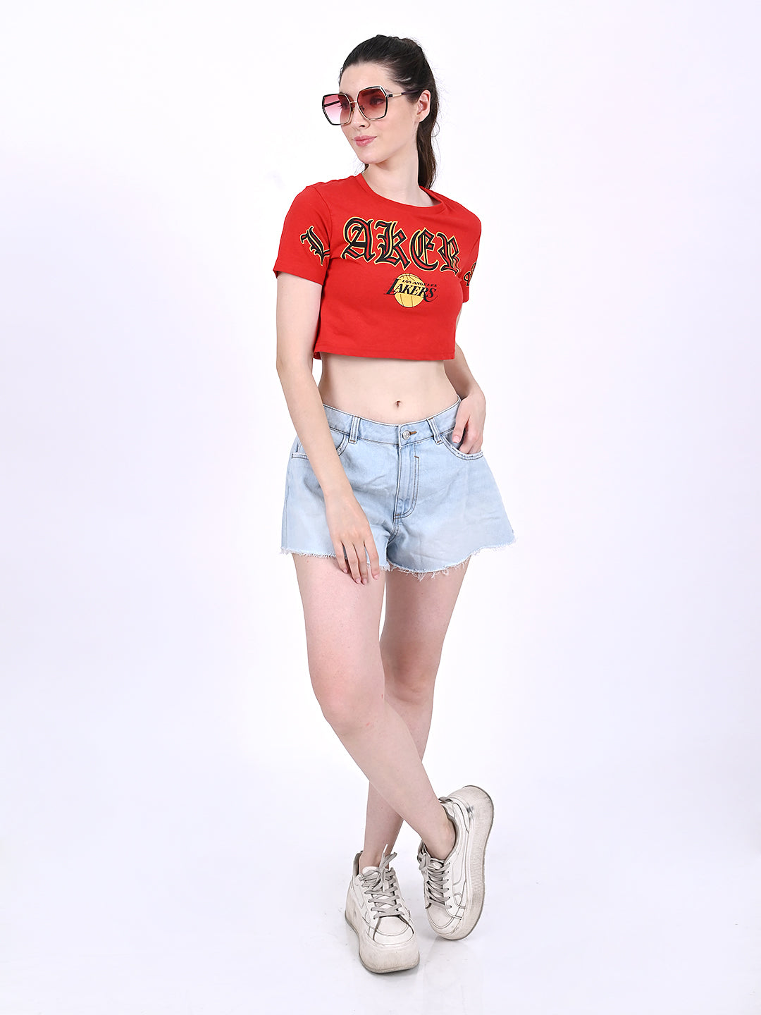 Women Red Crop T-Shirt