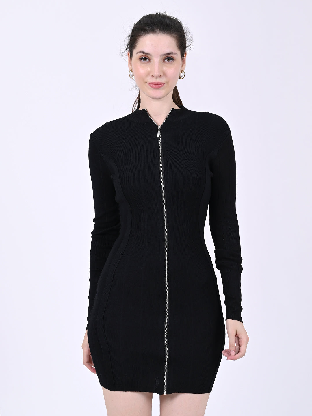 Women Black Long Sleeve Bodycon Dress