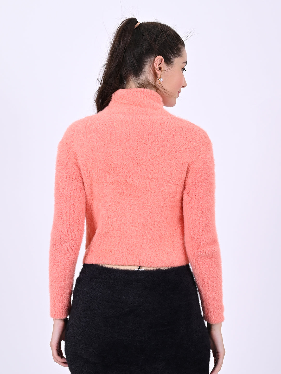 Women Peach Fur Sweatshirt