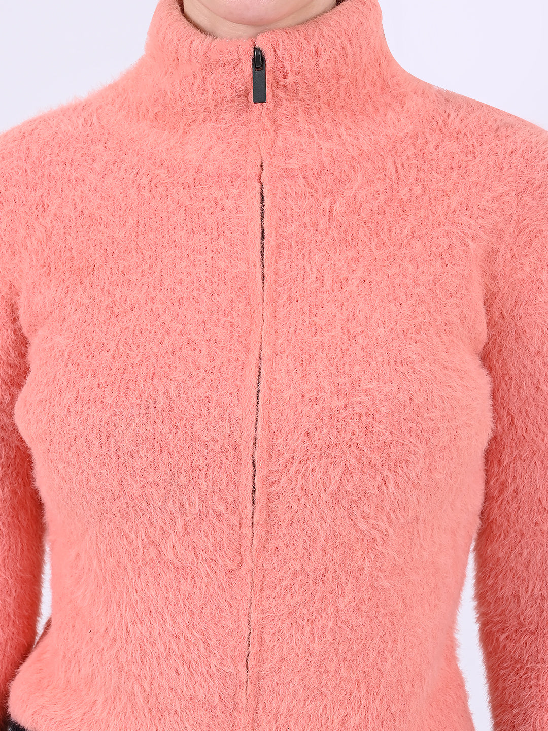 Women Peach Fur Sweatshirt