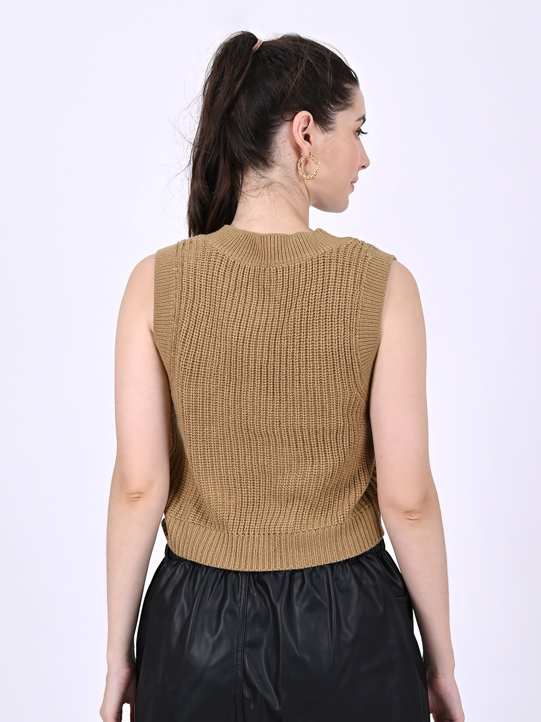 Women Grey Cable Knit Vest