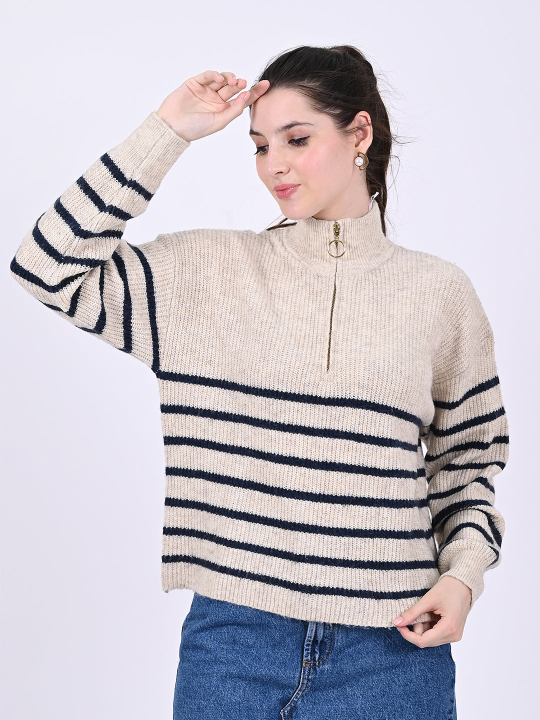 Women Green Oversized Stripe