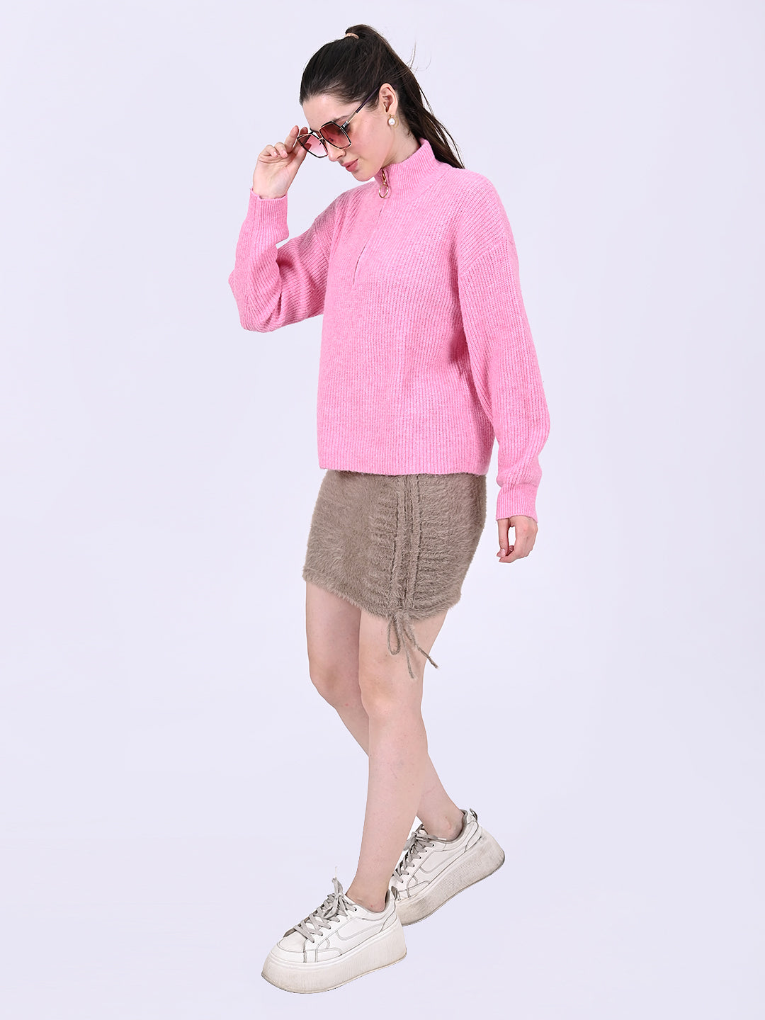 Women Pink Oversized Stripe