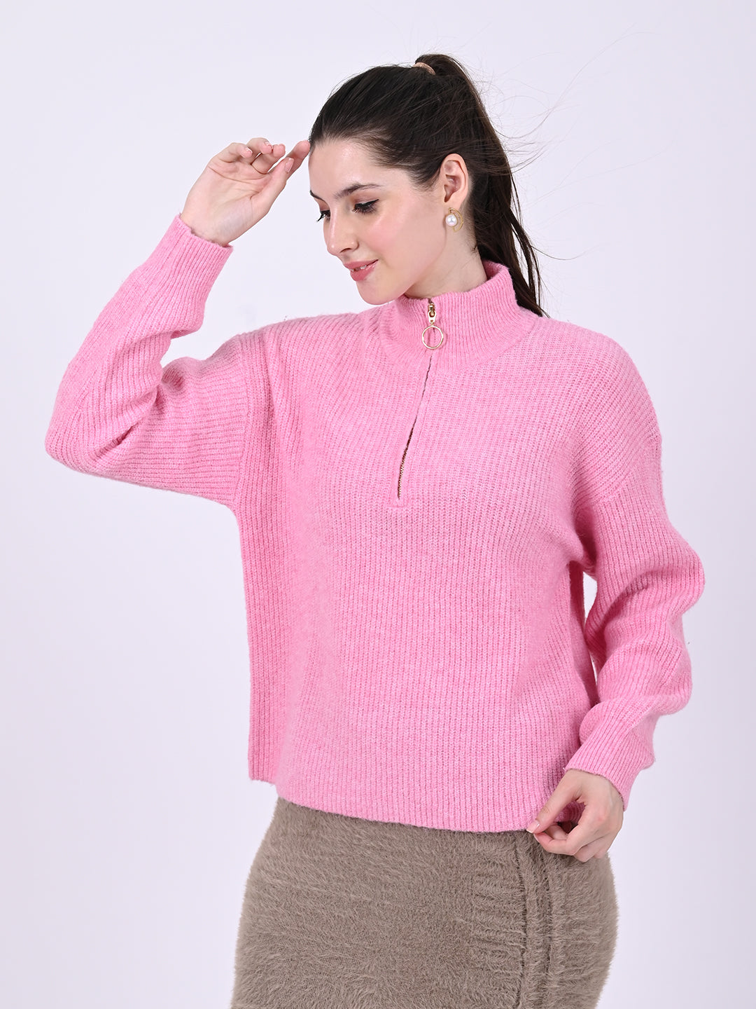 Women Pink Oversized Stripe