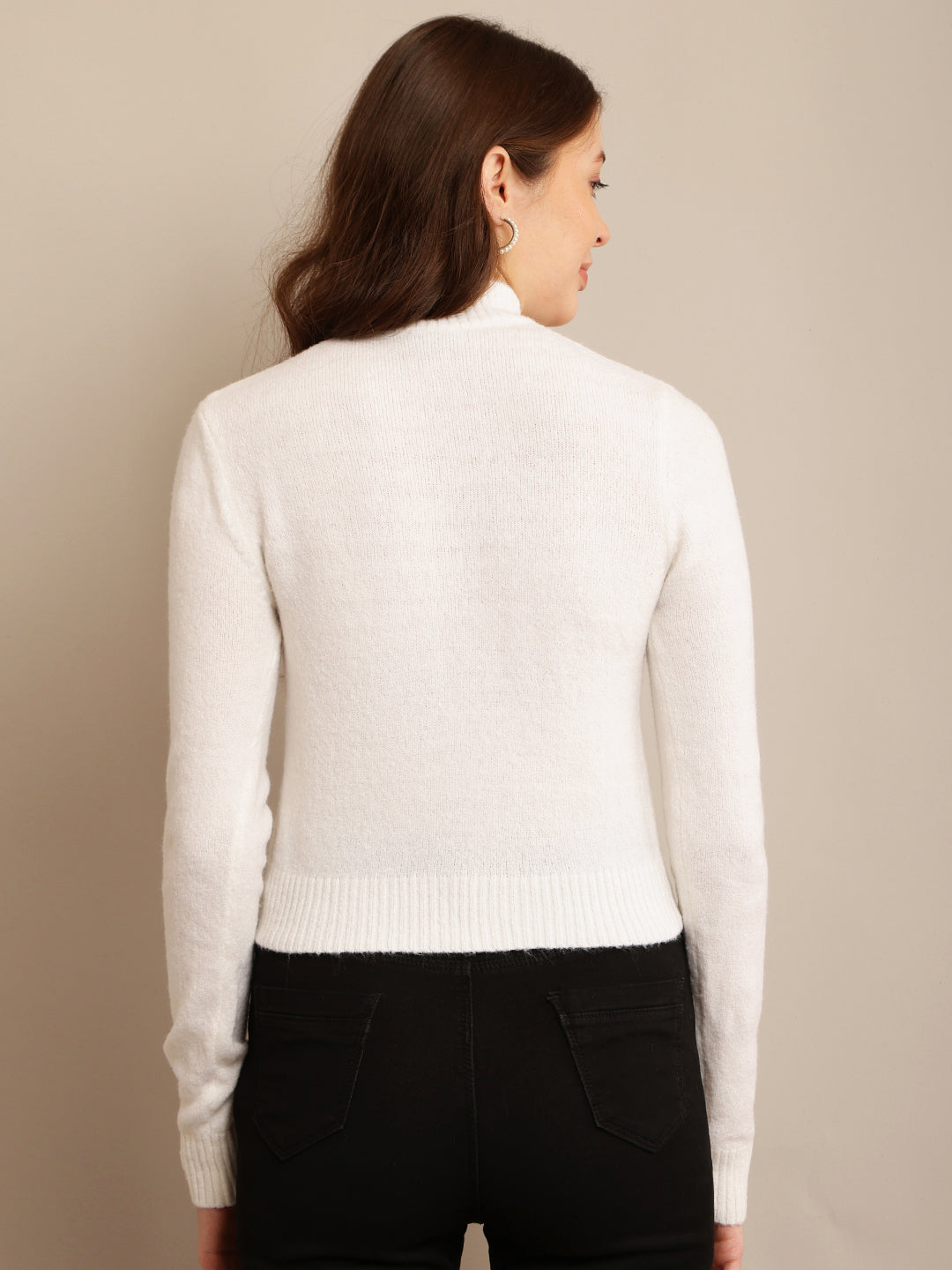 Women Off-White Stretch Sweater