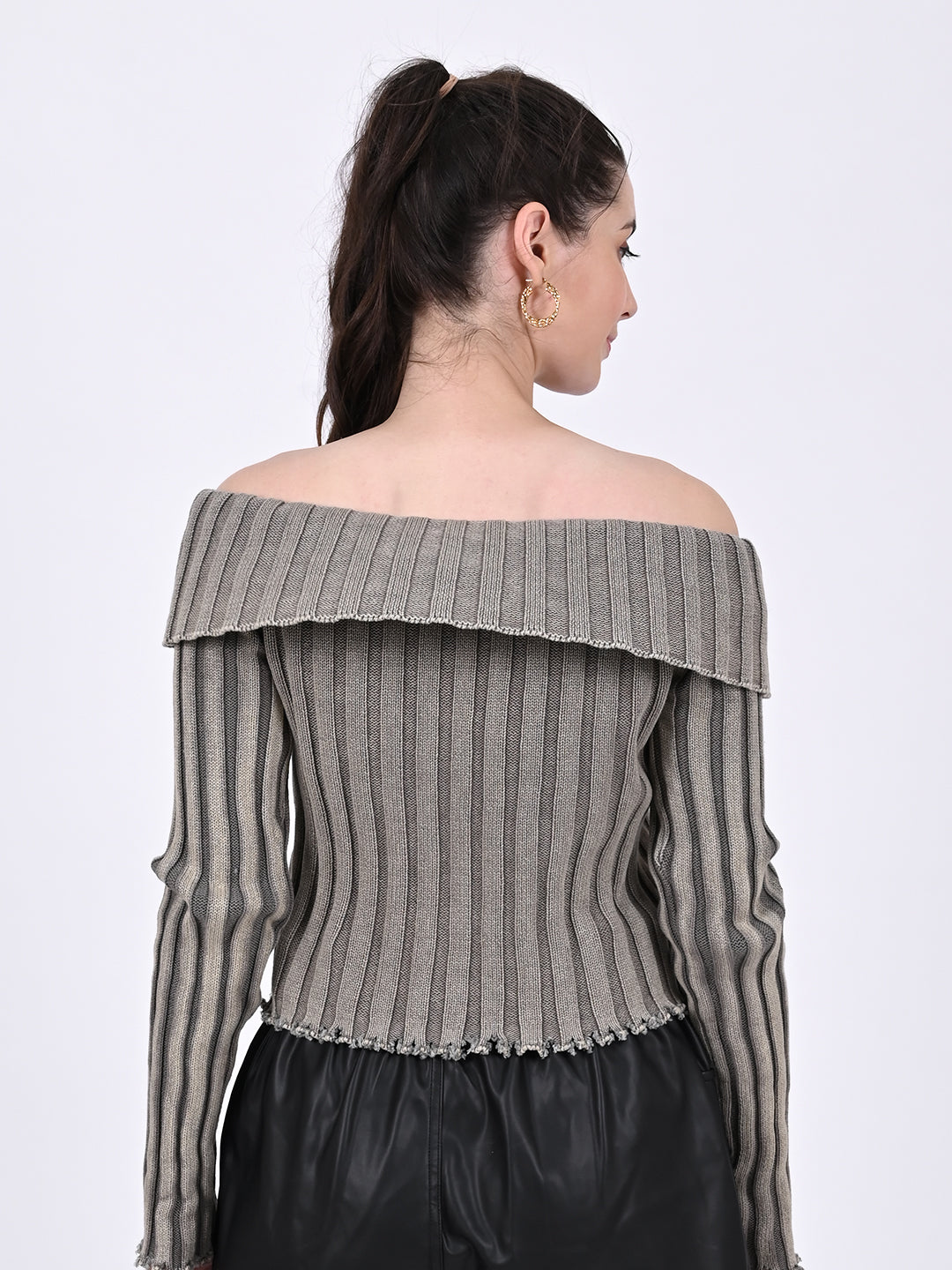 Women Striped Off-Shoulder Crop