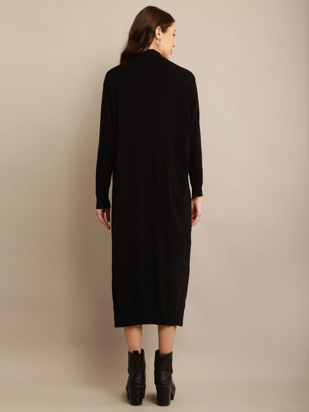 Women Black High Neck Dress