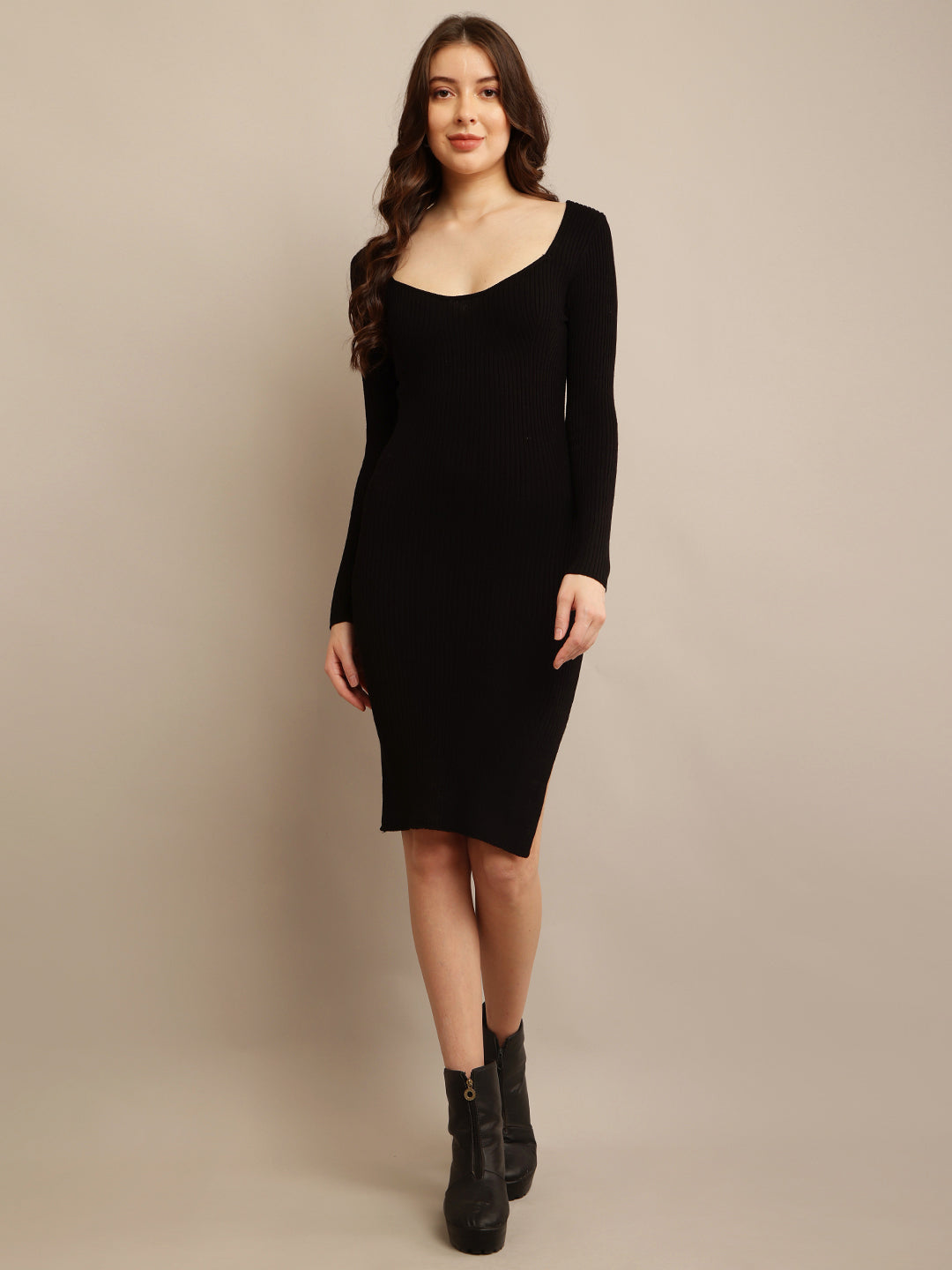 Women Square Neck Bodycon Dress